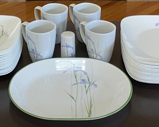 Corelle Vitrelle “Shadow Iris” Plates, Platter & Mugs