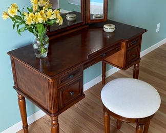 Warm Cherry Vanity, Mirror & Bench by Powell Furniture