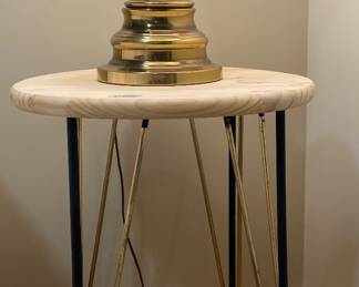 MC / MCM Accent Table / Nightstand w/ New Top • Many Solid Brass Lamps to Choose From