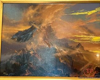 Signed Limited Edition Hand Remarqued Giclee on Canvas "Sentinels of the Dawn" by DALE TERBUSH