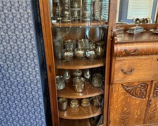 Antique Hand Carved Tiger Oak Side by Side with Claw and Ball Feet