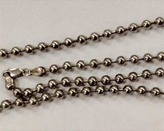 STERLING SILVER LINKED BEADS NECKLACE WITH PENDANT WEIGHT 25.5 GRAMS