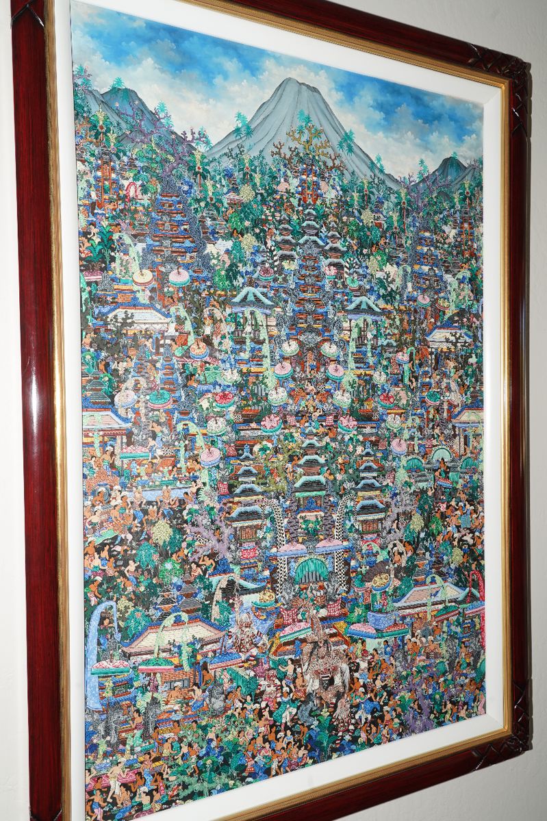 The Majestic Besakih Temple Balinese Painting - Unsigned