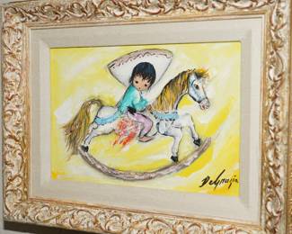 This little painting titled "Rocking Horse Race" is an original by DeGrazia
