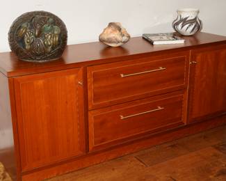 Inlaid veneered double file cabinet 