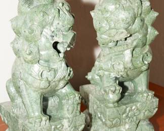 Green jadeite foo dogs/temple lions