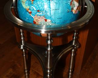 Precious gemstone floor globe