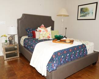 Leather & hobnail bed frame 