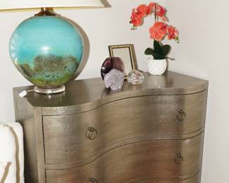 Silver serpentine 3 drawer dresser