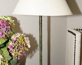 Forged iron bird table lamp