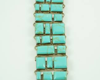 Multi-stone turquoise paneled bracelet on sterling 