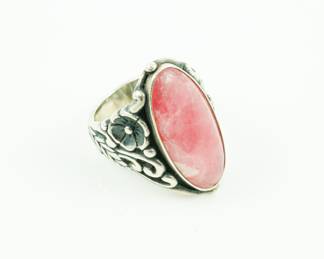 Coral and sterling ring