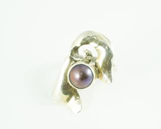 Tahitian pearl & sterling ring