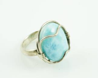 Larimar & sterling ring