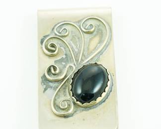 Onyx & silver money clip