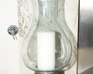 Etched silver & glass hurricane