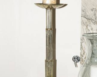 Signed etched silver candle holder-vintage Mexico