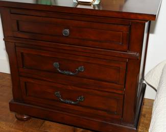 3 drawer dark wood nightstand x 2-very nice