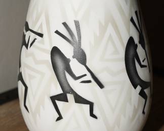 Kokopelli flute player pottery-Signed JB