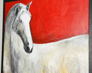 Horse painting on canvas by Cassini?.  This piece is about 4ft square.