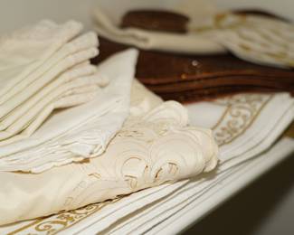 There are beautiful linens here as well.