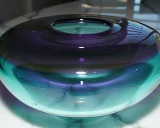 Art glass vase by D. May