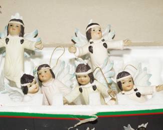 Set of 6 House of Lloyd 1993 miniature ceramic angels