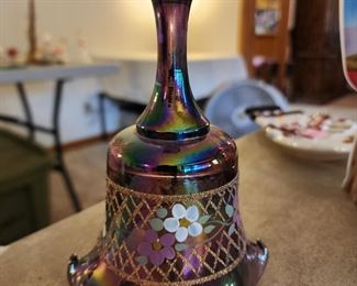 Hand painted carnival bell by Fenton