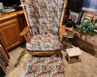 Glider rocker with foot stool