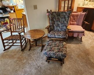 Rocker, glider with foot stool and more