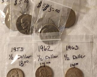 Silver dollars and half dollars