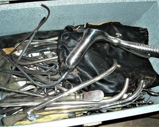 Chest of miscellaeous vintage medical tools