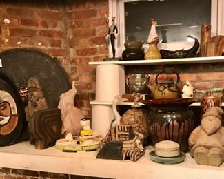 New Guinea mask, Large ceramic wall sculpture and table sculpture  ex museum, 