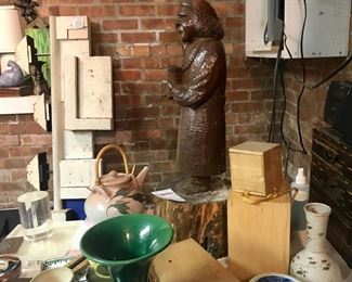 De Martini sculpture, Rare Ainu sculpture, Banko ware vase