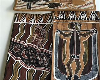 Bark paintings by Aboriginal Artists - one dated 1979