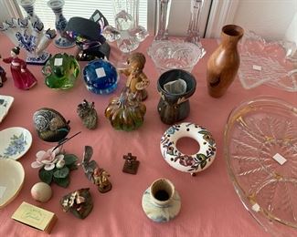 This table has Delft, Royal Doulton,  Lenox and hand-made art