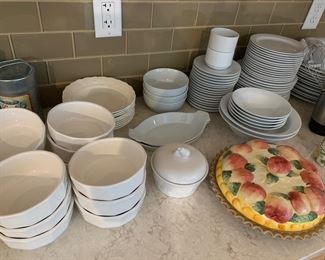 Noritake Arctic White dish set on right