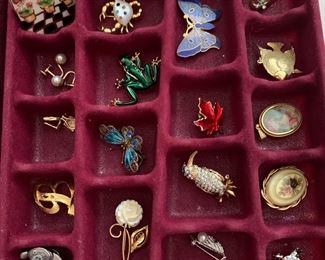 costume jewelry - other tray has clip earrings 