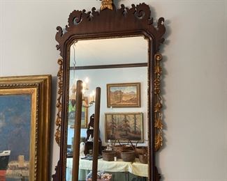 19th Century Mahogany Flying Phoenix Gilt Mirror.