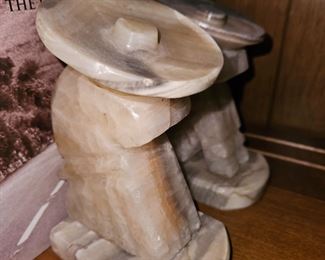Vtg Cactus Siesta  Mexican Alabaster BookEnds!
