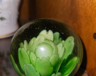 Green Paper Weight W/Flower!