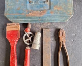 Blue Climax Toolbox with Tools and Drill Bits