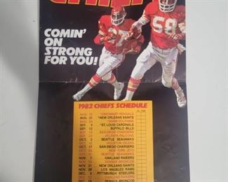1982 Chiefs Poster 14in x 9in Schedule , Signed on Back