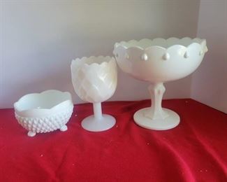 Lot of Milk Glass 1 Anchor Hocking Dish