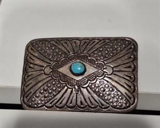AB Antique Belt Buckle with Turquoise Stone
