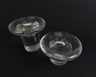 Pair of Vintage Blenko Single Light Candlesticks