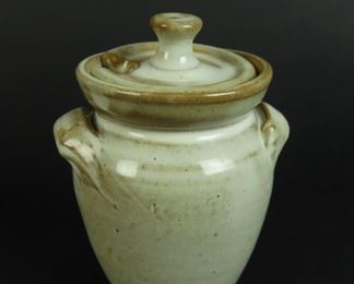 Small Signed Pottery Condiment Jar - L. Bonck