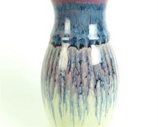 Drip Glaze Pottery Vase Signed Lee
