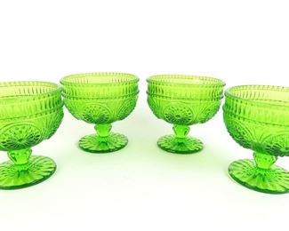 Lot of 4 Green "Parisian" by Rosanna Inc. Glass Champagne/Tall Sherbets