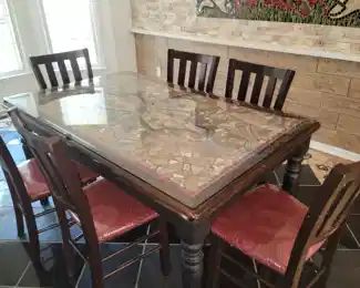 Small dining table, 6 chairs